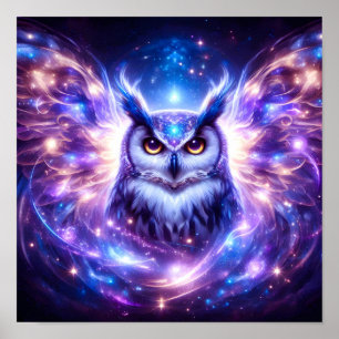 Kosmische Mystieke Wijsheid Hemelse Spirituele Uil Poster