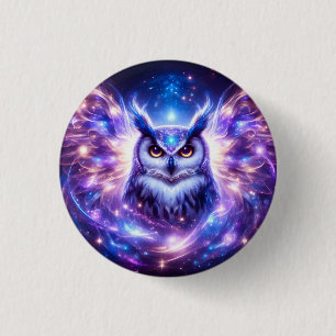 Kosmische Mystieke Wijsheid Hemelse Spirituele Uil Ronde Button 3,2 Cm