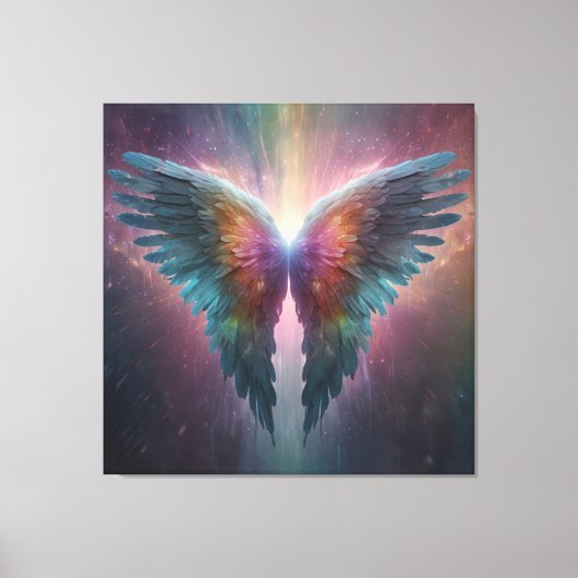 *~*Kosmische Neon Glowing Angel Wings AP78 Canvas Afdruk (Voorkant)