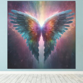 *~*Kosmische Neon Glowing Angel Wings AP78 Canvas Afdruk (Insitu (Houten vloer))
