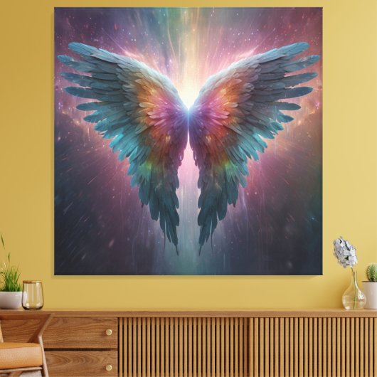 *~*Kosmische Neon Glowing Angel Wings AP78 Canvas Afdruk (Insitu (Woonkamer))