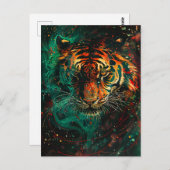 Kosmische Neon Green Tiger Light Trails Briefkaart (Voorkant / Achterkant)