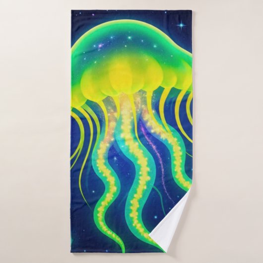 kosmische neon kwal badhanddoek (Badhanddoek)