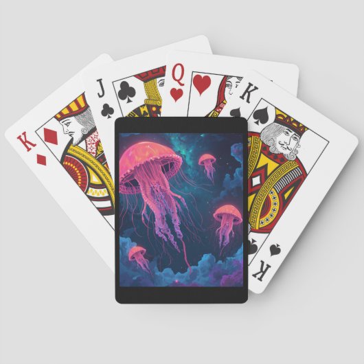 Kosmische Neon Kwallen Pokerkaarten (Achterkant)
