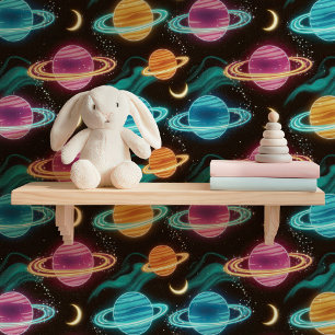 kosmische neonplaneten behang