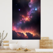 Kosmische nevel en sterrenstelsel poster (Keuken)