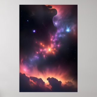 Kosmische nevel en sterrenstelsel poster