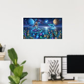 Kosmische Oceaan Wereld Schildpad — Noordse Fantas Poster (Thuiskantoor)