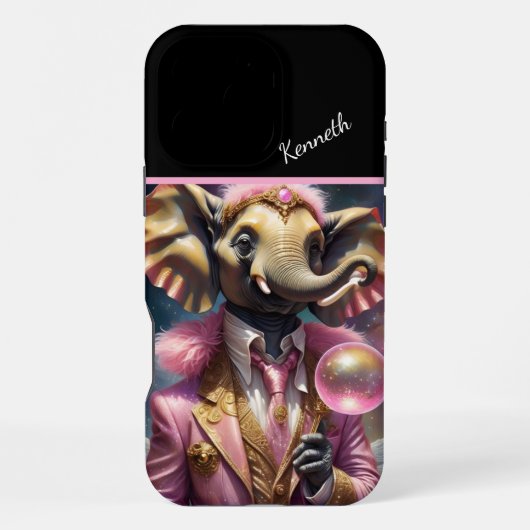Kosmische Olifant in Roze iPhone Hoesje (Achterkant)
