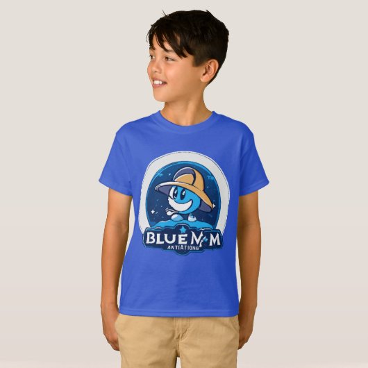 Kosmische ontdekkingsreiziger: Blue M Adventures T-shirt (Voorkant volledig)