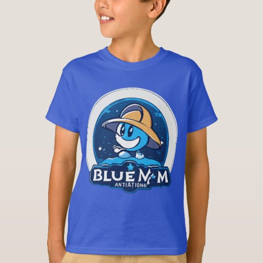 Kosmische ontdekkingsreiziger: Blue M Adventures T-shirt (Voorkant)