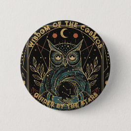 Kosmische Oracle Uil • Mystieke Hemellichamen Ronde Button 5,7 Cm
