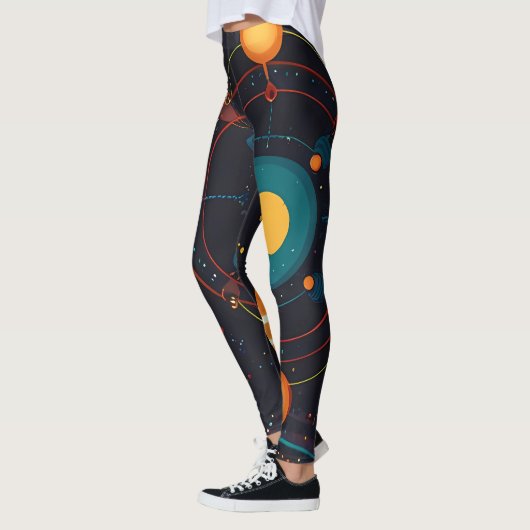 Kosmische Orbit Levendige Zonnestelsel Leggings (Links)