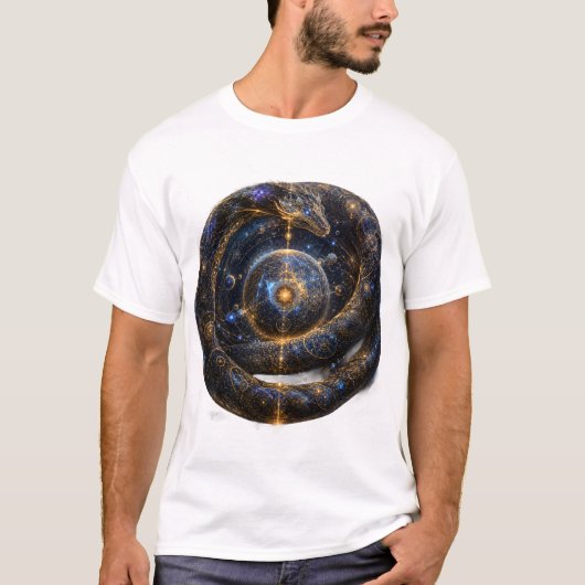 Kosmische Ouroboros Hemelse Slang Melkweg Kunst T- T-shirt (Voorkant)
