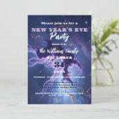 Kosmische Paarse Blauwe Nevels Oudejaarsfeest Kaart (Staand voorkant)