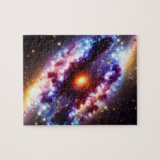 Kosmische paarse blauwe ster in het midden van het legpuzzel (Horizontaal)
