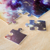 Kosmische paarse blauwe ster in het midden van het legpuzzel (Zijkant)