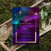 Kosmische Paarse Blauwgroen gouden Zon Maan Astron Kaart