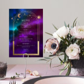 Kosmische Paarse Blauwgroen Gouden Zon Maan Sterre Menu