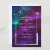 Kosmische Paarse Blauwgroen Zilveren Zon Maan Astr Kaart (Voorkant)