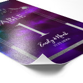 Kosmische Paarse Blauwgroen Zilveren Zon Maan Huwe Foto Afdruk (Hoek)