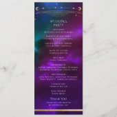 Kosmische Paarse Blauwgroen Zon Maan Sterren Weddi Programmakaart (Achterkant)