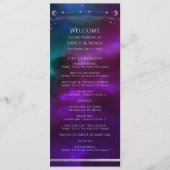 Kosmische Paarse Blauwgroen Zon Maan Sterren Weddi Programmakaart (Voorkant)