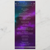 Kosmische Paarse Blauwgroen Zon Maan Sterren Weddi Programmakaart (Achterkant)