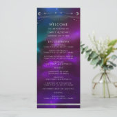 Kosmische Paarse Blauwgroen Zon Maan Sterren Weddi Programmakaart (Staand voorkant)