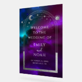 Kosmische Paarse Blauwgroen Zon Maan Sterren Welko Acryl Bord (Hoek)