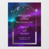 Kosmische Paarse Blauwgroen Zon Maan Sterren Welko Raamsticker (Vel)