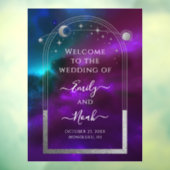 Kosmische Paarse Blauwgroen Zon Maan Sterren Welko Raamsticker (Vel 3)