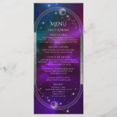 Kosmische Paarse Blauwgroen Zon Maan Wedding Menu  (Voorkant)