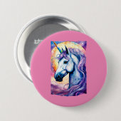 Kosmische Paarse Eenhoorn Button (Voorkant /achterkant)