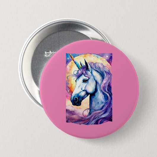 Kosmische Paarse Eenhoorn Button (Voorkant /achterkant)