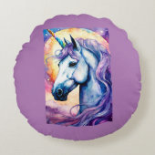 Kosmische Paarse Eenhoorn Rond Kussen (Voorkant)