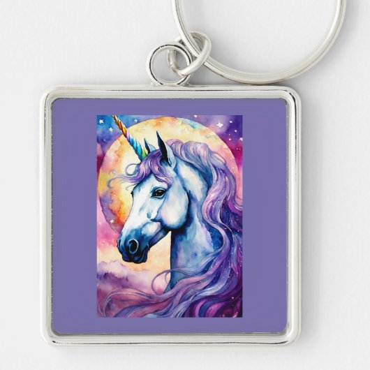 Kosmische Paarse Eenhoorn Sleutelhanger (Voorkant)