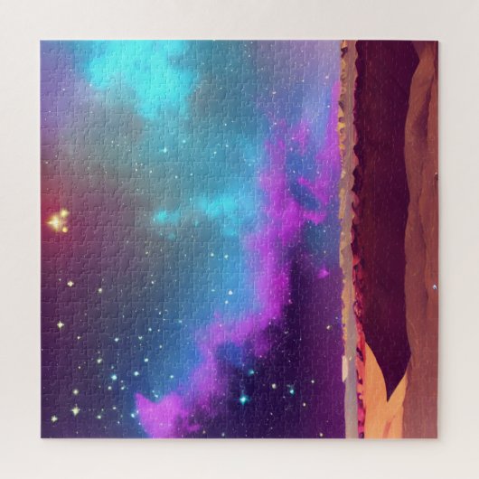 Kosmische Paarse en Blauwe Mist Over Desert Star N Legpuzzel (Verticaal)