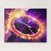 Kosmische Paarse en goudklok in het universum Legpuzzel (Horizontaal)