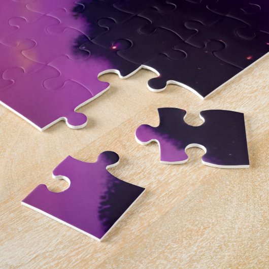 Kosmische Paarse en goudklok in het universum Legpuzzel (Zijkant)