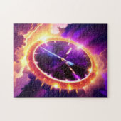 Kosmische Paarse en goudklokken die de buitenruimt Legpuzzel (Horizontaal)