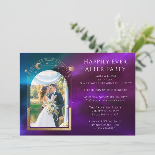 Kosmische Paarse gelukkig ooit na huwelijksrecepti Kaart (Staand voorkant)