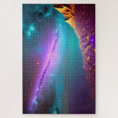 Kosmische Paarse komeet schiet over de hemel boven Legpuzzel (Verticaal)