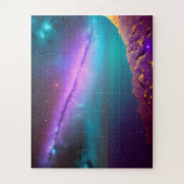 Kosmische Paarse komeet schiet over de ruimte Legpuzzel (Verticaal)