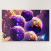 Kosmische Paarse Maan's in het troebele universum Legpuzzel (Horizontaal)