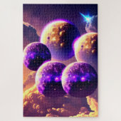 Kosmische Paarse Maan's in het troebele universum Legpuzzel (Verticaal)
