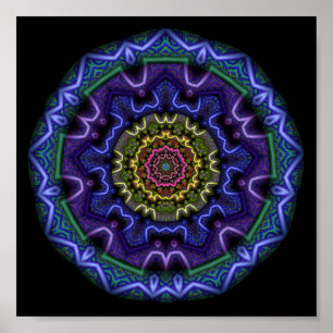 Kosmische Paarse Mandala Kaleidoscoop Poster