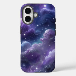 Kosmische Paarse Melkweg met Glitterende Sterren - iPhone 16 Hoesje