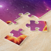 Kosmische paarse roze en groene magische heelal legpuzzel (Zijkant)