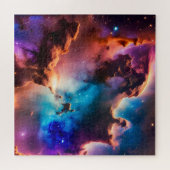 Kosmische paarse roze en groene magische heelal legpuzzel (Horizontaal)